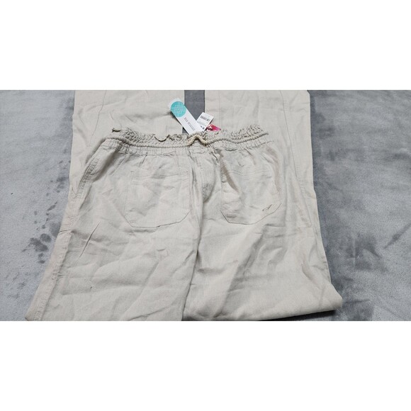 Roxy Women's Size Medium Beige Drawstring Linen Blend Pants NWT - Picture 10 of 11